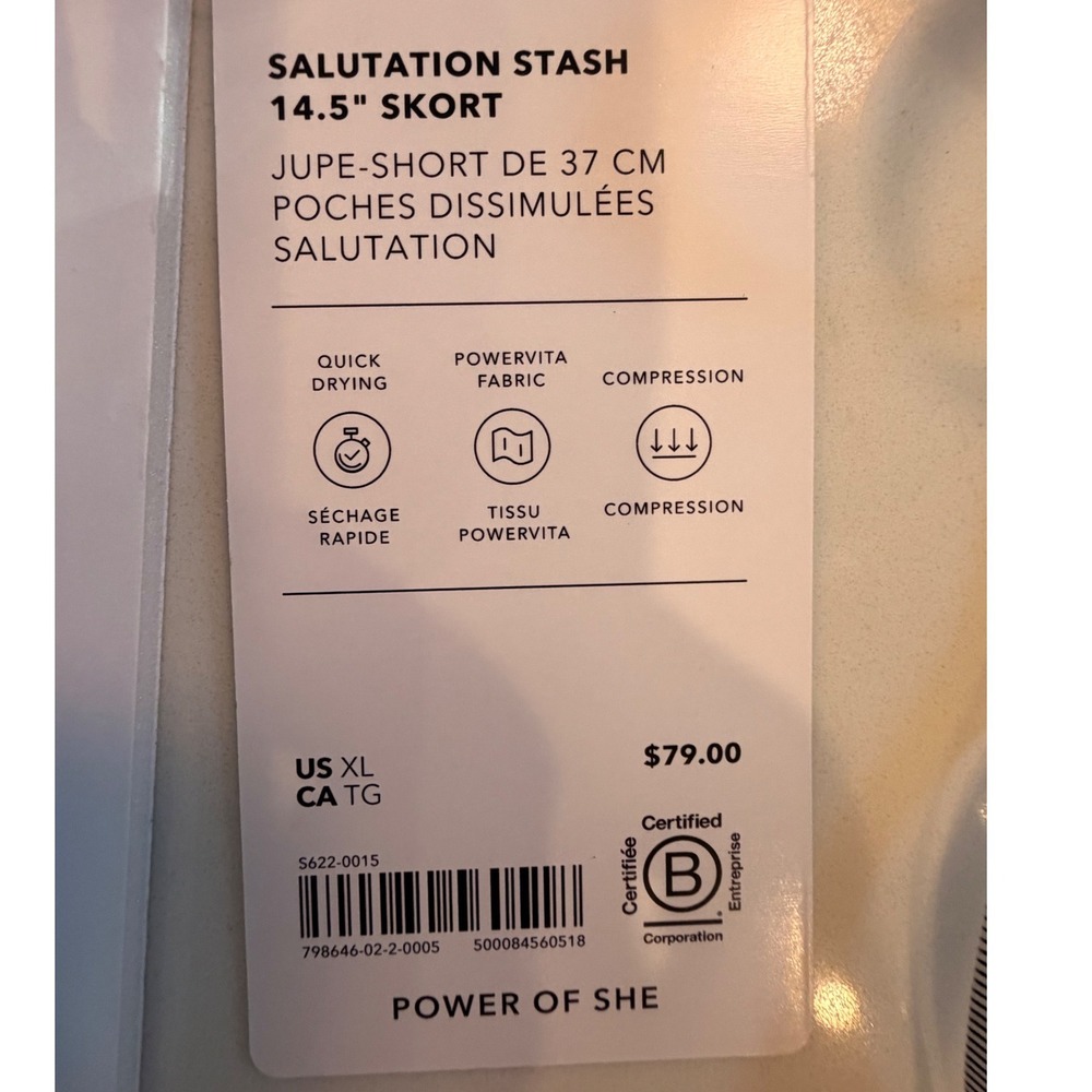 Athleta Salutation Stash 14.5 Skort White Powervita Tennis Golf Skirt XL New - Picture 7 of 11
